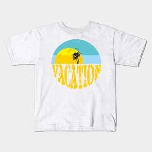 Beautiful Sun and Beach Illustration When Vacations Have Arrived Kids T-Shirt